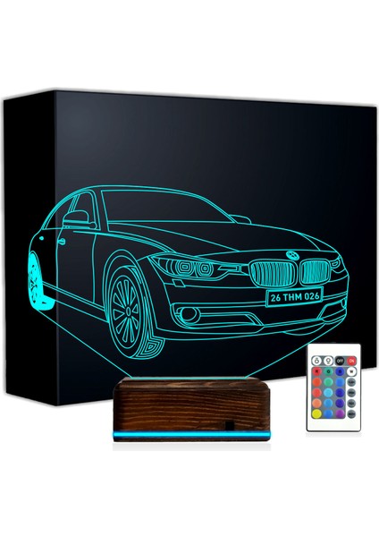 Kirppi 3D Lamba Araba Bmw Tasarım Kişiye Özel Masa Gece Lambası