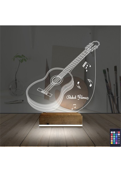 Kirppi 3D Lamba Klasik Gitar Müzik Nota V2 Kişiye Özel Masa Gece Lambası fiyatları