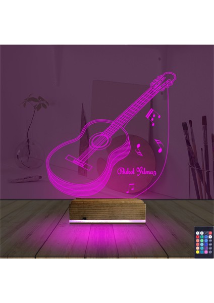 Kirppi 3D Lamba Klasik Gitar Müzik Nota V2 Kişiye Özel Masa Gece Lambası fırsatları