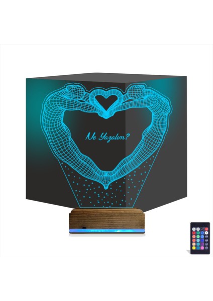 Kirppi 3D Lamba Kalp Sevgiliye Hediye V8 Kişiye Özel Masa Gece Lambası