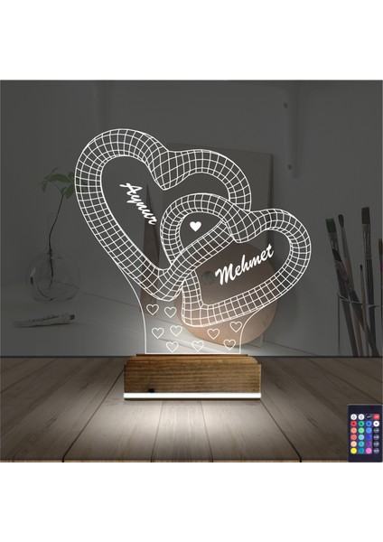 Kirppi 3D Lamba Kalp Sevgiliye Hediye V14 Kişiye Özel Masa Gece Lambası fiyatları