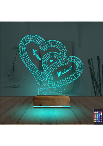 Kirppi 3D Lamba Kalp Sevgiliye Hediye V14 Kişiye Özel Masa Gece Lambası modelleri