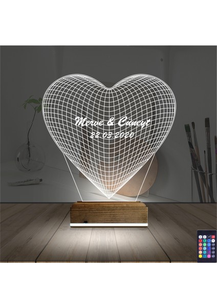 Kirppi 3D Lamba Kalp Sevgiliye Hediye V16 Kişiye Özel Masa Gece Lambası fiyatları