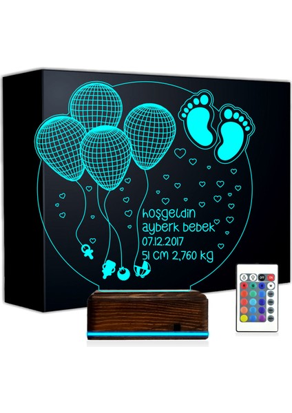 Kirppi 3D Lamba Yeni Doğan Bebek Hediye Kişiye Özel Masa Gece Lambası
