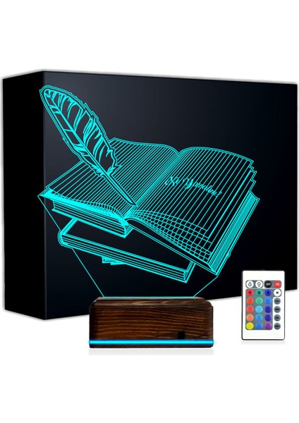 Kirppi 3D Lamba Öğretmene Hediye Kitap Mesajlı Kişiye Özel Masa Gece Lambası