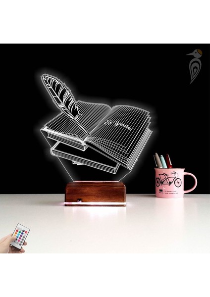 Kirppi 3D Lamba Öğretmene Hediye Kitap Mesajlı Kişiye Özel Masa Gece Lambası fiyatları