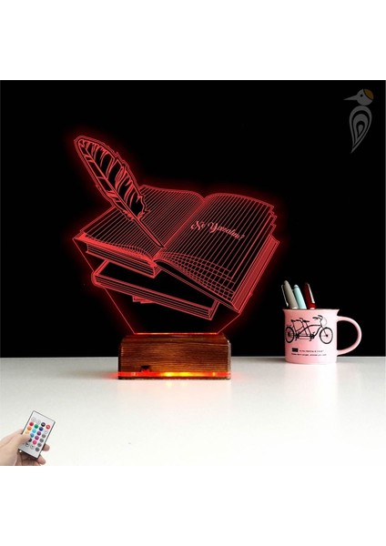 Kirppi 3D Lamba Öğretmene Hediye Kitap Mesajlı Kişiye Özel Masa Gece Lambası modelleri