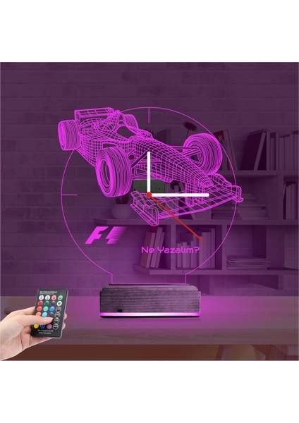 Kirppi 3D Saat Lamba Formula F1 Yarış Arabası Kişiye Özel Masa Gece Lambası fırsatları