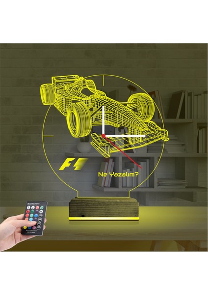 Kirppi 3D Saat Lamba Formula F1 Yarış Arabası Kişiye Özel Masa Gece Lambası indirimleri
