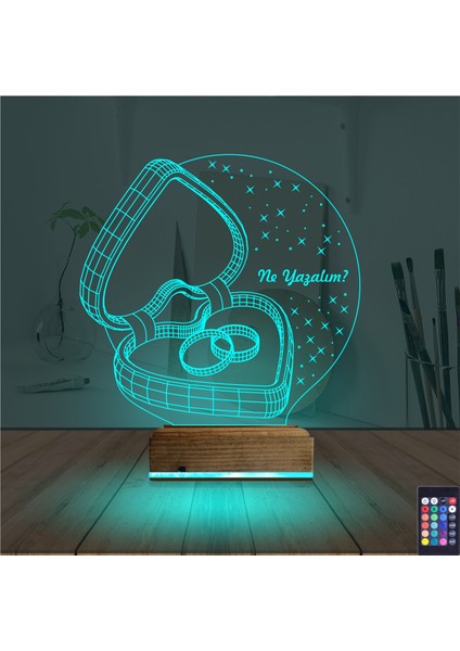 Kirppi 3D Lamba Kalp Yüzük Yıldönümü Hediye Kişiye Özel Masa Gece Lambası modelleri