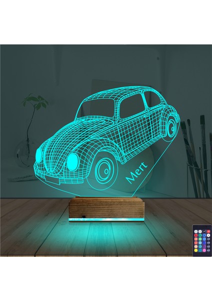 Kirppi 3D Lamba Araba Vosvos Kişiye Özel Masa Gece Lambası modelleri