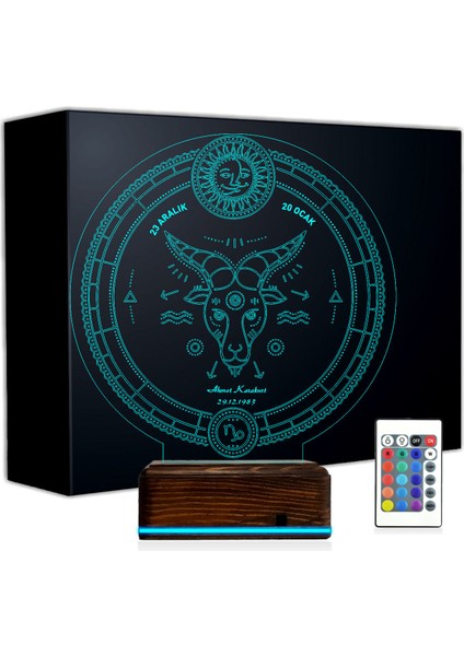 Kirppi 3D Lamba Astroloji Oğlak Burcu Kişiye Özel Masa Gece Lambası