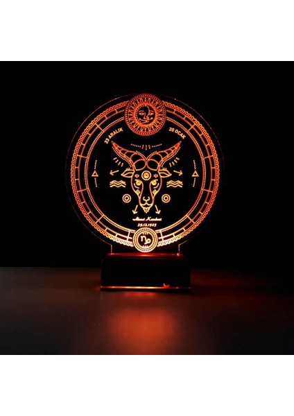 Kirppi 3D Lamba Astroloji Oğlak Burcu Kişiye Özel Masa Gece Lambası modelleri