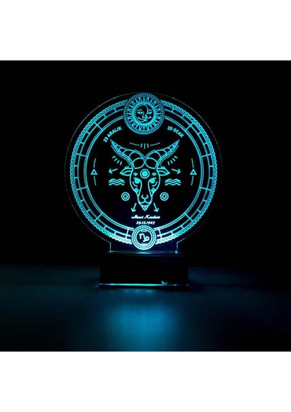 Kirppi 3D Lamba Astroloji Oğlak Burcu Kişiye Özel Masa Gece Lambası fırsatları