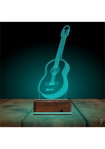 Kirppi 3D Lamba Klasik Gitar Müzisyen Hediye Kişiye Özel Masa Gece Lambası modelleri
