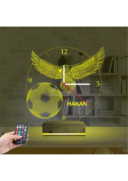 Kirppi 3D Saat Lamba Kara Kartal Futbol Topu Taraftar Kişiye Özel Masa Gece Lambası indirimleri