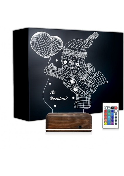Kirppi 3D Lamba Kardan Adam Yılbaşı Hediyesi V1 Kişiye Özel Masa Gece Lambası