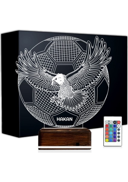 Kirppi 3D Lamba Kartal Futbol Topu Taraftar Kara Kartal Kişiye Özel Masa Gece Lambası