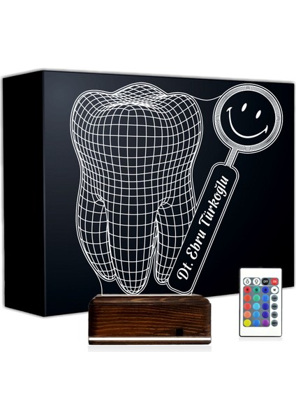Kirppi 3D Lamba Smile Diş Hekimi Diş Doktoru Hediye Kişiye Özel Masa Gece Lambası