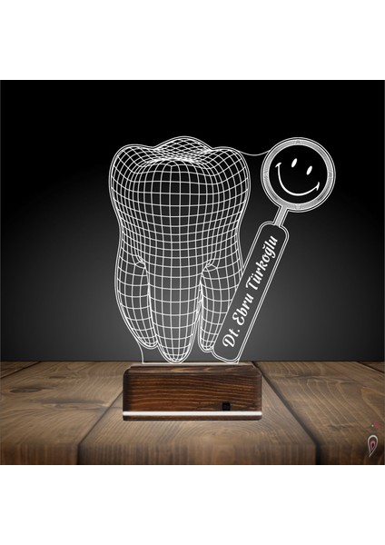 Kirppi 3D Lamba Smile Diş Hekimi Diş Doktoru Hediye Kişiye Özel Masa Gece Lambası
