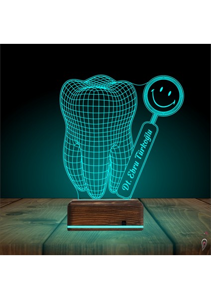 Kirppi 3D Lamba Smile Diş Hekimi Diş Doktoru Hediye Kişiye Özel Masa Gece Lambası