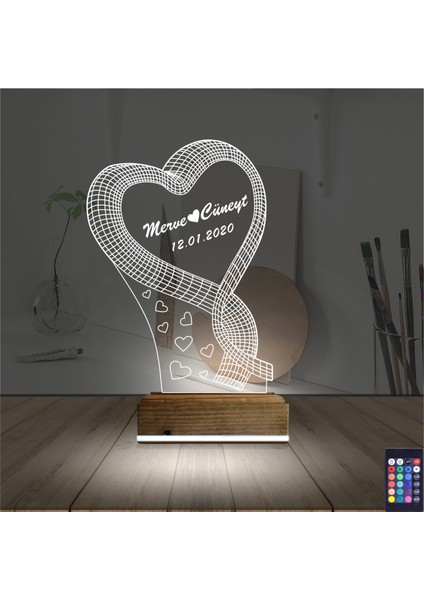 Kirppi 3D Lamba Kalp Sevgiliye Hediye V12 Kişiye Özel Masa Gece Lambası fiyatları