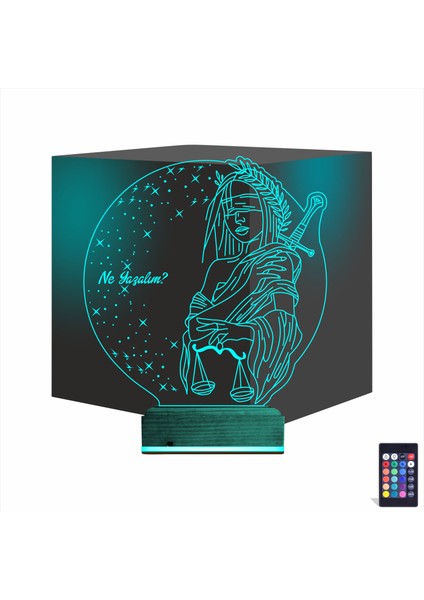 Kirppi 3D Lamba Adalet Kadın Hukuk Avukat Kişiye Özel Masa Gece Lambası