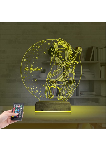 Kirppi 3D Lamba Adalet Kadın Hukuk Avukat Kişiye Özel Masa Gece Lambası indirimleri