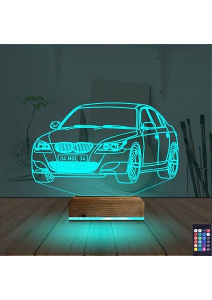 Kirppi 3D Lamba Spor Araba Bmw Kişiye Özel Masa Gece Lambası modelleri