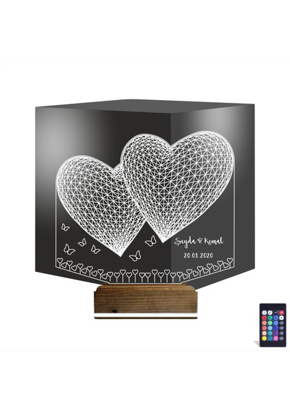 Kirppi 3D Lamba Kalp Sevgiliye Hediye V15 Kişiye Özel Masa Gece Lambası