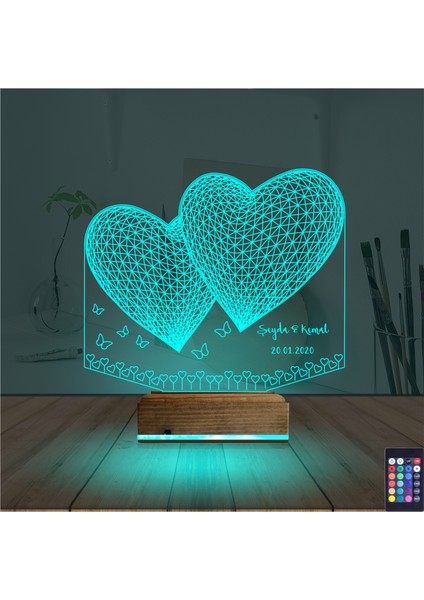 Kirppi 3D Lamba Kalp Sevgiliye Hediye V15 Kişiye Özel Masa Gece Lambası modelleri