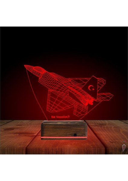 Kirppi 3D Lamba Savaş Uçağı Pilot F16 Uçak Kişiye Özel Masa Gece Lambası