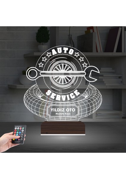 Kirppi 3D Lamba Araba Oto Tamirci Servis Kişiye Özel Masa Gece Lambası fiyatları