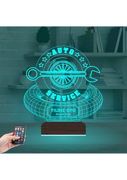 Kirppi 3D Lamba Araba Oto Tamirci Servis Kişiye Özel Masa Gece Lambası modelleri