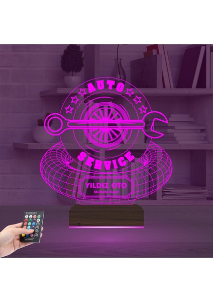 Kirppi 3D Lamba Araba Oto Tamirci Servis Kişiye Özel Masa Gece Lambası fırsatları