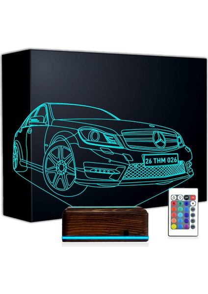 Kirppi 3D Lamba Araba Mercedes Tasarım Kişiye Özel Masa Gece Lambası