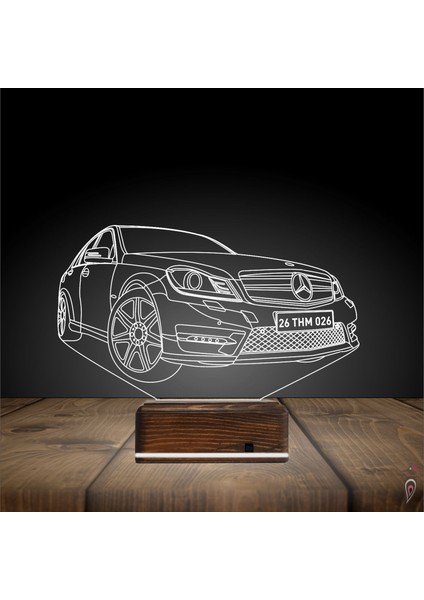 Kirppi 3D Lamba Araba Mercedes Tasarım Kişiye Özel Masa Gece Lambası fiyatları
