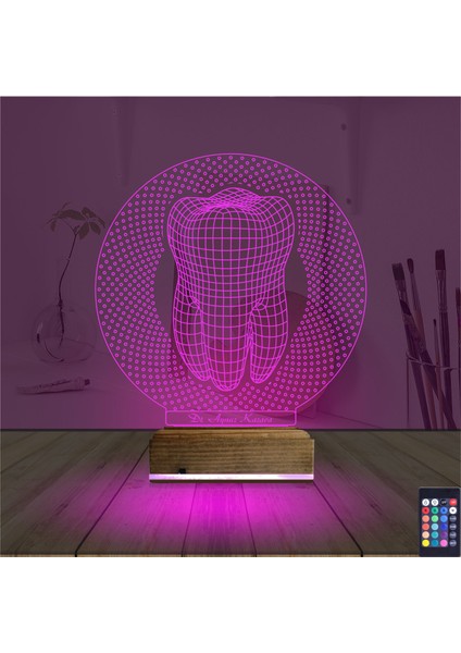 Kirppi 3D Lamba Diş Hekimi Hediye V3 Kişiye Özel Masa Gece Lambası fırsatları