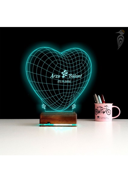 Kirppi 3D Lamba Kalp Sevgiliye Hediye V18 Kişiye Özel Masa Gece Lambası fırsatları