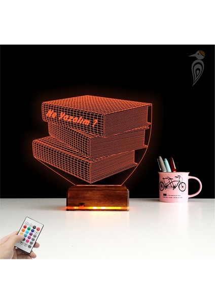 Kirppi 3D Lamba Öğretmene Hediye Kitap Kişiye Özel Masa Gece Lambası modelleri