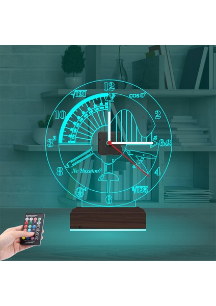 Kirppi 3D Saat Lamba Mühendis Hediye Matematik Geometri Kişiye Özel Masa Gece Lambası modelleri