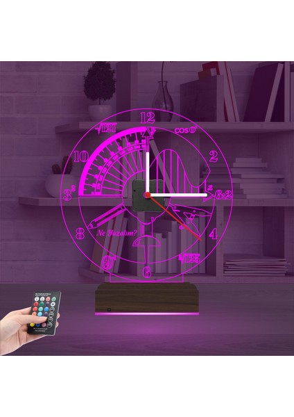 Kirppi 3D Saat Lamba Mühendis Hediye Matematik Geometri Kişiye Özel Masa Gece Lambası fırsatları