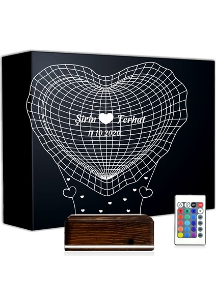 Kirppi 3D Lamba Kalp Sevgiliye Hediye V27 Kişiye Özel Masa Gece Lambası-1