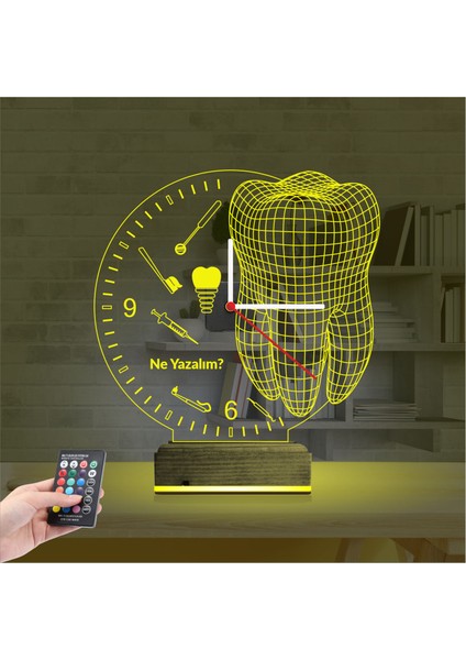 Kirppi 3D Saat Lamba Smile Diş Doktoru Dentist Implant Kişiye Özel Masa Gece Lambası indirimleri