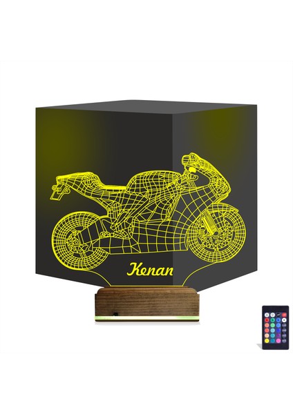 Kirppi 3D Lamba Motorsiklet Yarış Motoru V3 Kişiye Özel Masa Gece Lambası