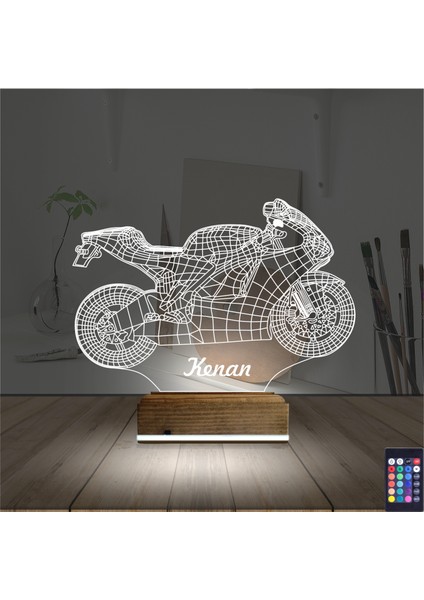 Kirppi 3D Lamba Motorsiklet Yarış Motoru V3 Kişiye Özel Masa Gece Lambası fiyatları