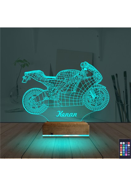 Kirppi 3D Lamba Motorsiklet Yarış Motoru V3 Kişiye Özel Masa Gece Lambası modelleri