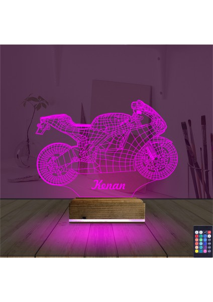 Kirppi 3D Lamba Motorsiklet Yarış Motoru V3 Kişiye Özel Masa Gece Lambası fırsatları