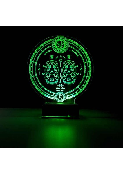 Kirppi 3D Lamba Astroloji Ikizler Burcu Kişiye Özel Masa Gece Lambası fiyatları