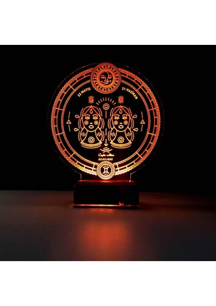 Kirppi 3D Lamba Astroloji Ikizler Burcu Kişiye Özel Masa Gece Lambası modelleri